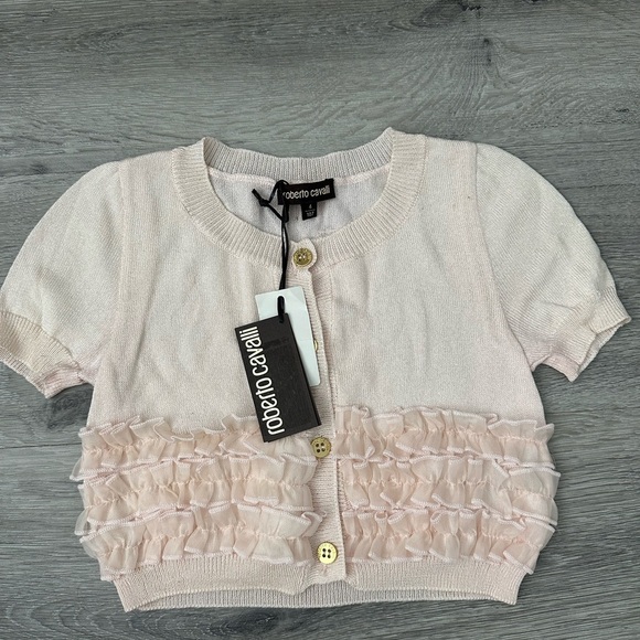 Roberto Cavalli Other - Roberto Cavalli Pink Ruffle Kids Cardigan 12months